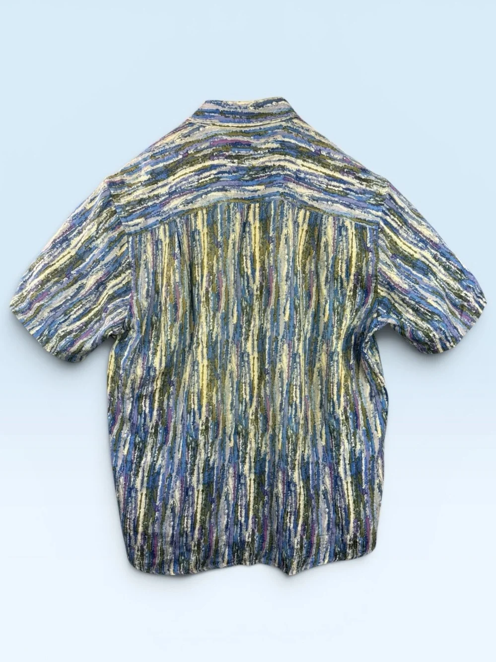 Jhane Barnes Multicolor Blue Striped Short-Sleeve Button Shirt - Picture 2 of 9